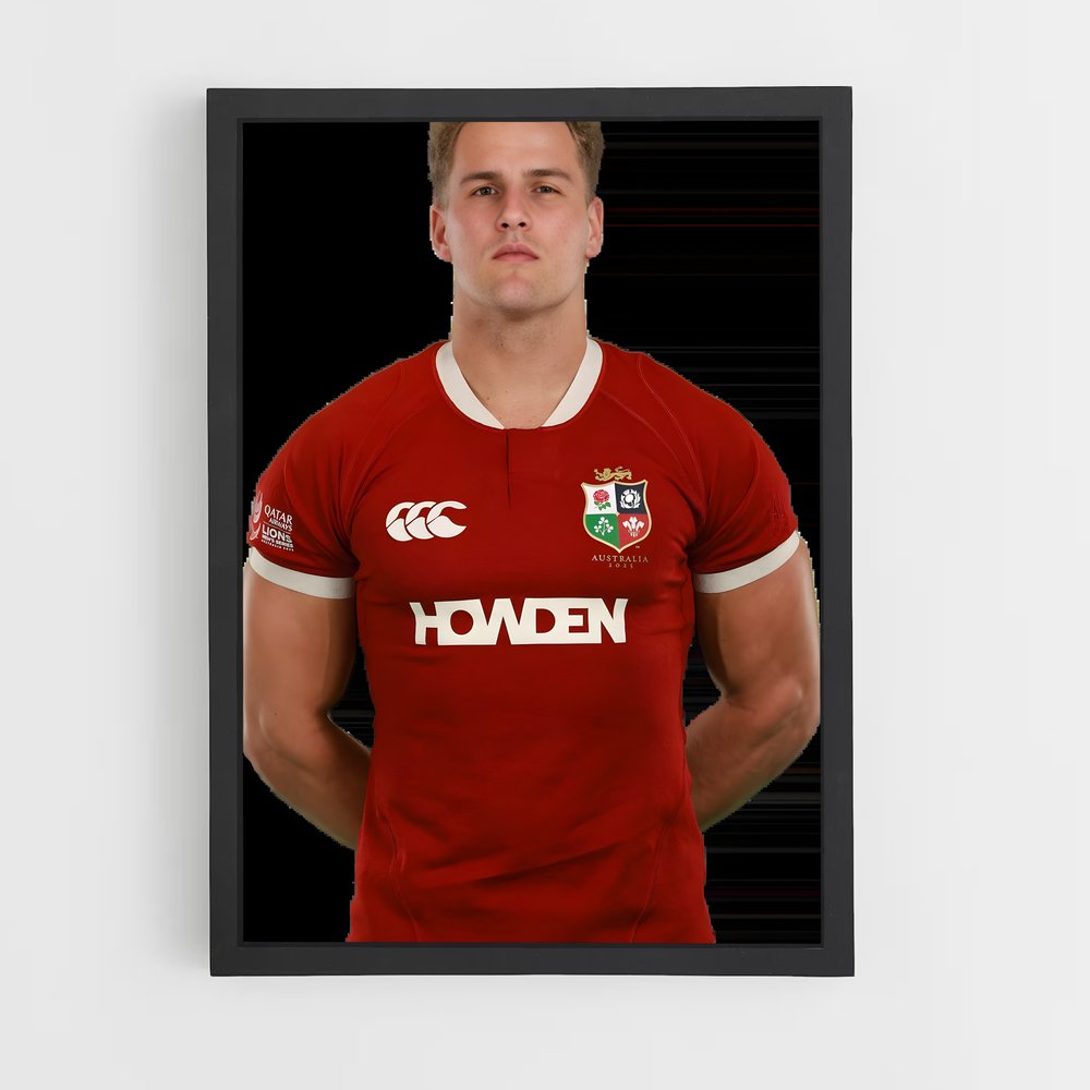Poster Duhan en Rouge – affiche Rugby (vue 2)